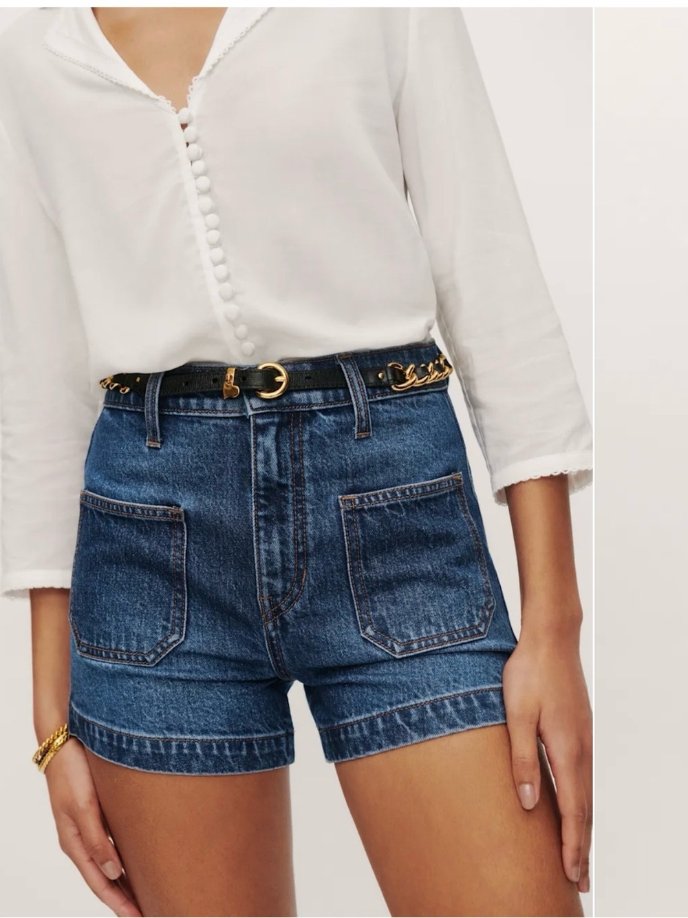 High-Rise Denim Shorts in Blue